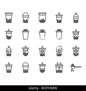 Bubble Milch Kaffee Symbol gesetzt. Vector Illustration Stock Vektor