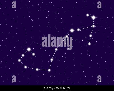 Scorpius Konstellation. Sternenhimmel. Sternzeichen. Cluster von Sternen und Galaxien. Deep Space. Vector Illustration Stock Vektor