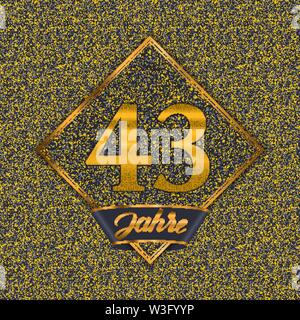 Deutsche Goldene Zahl 43 Jahre (43 Jahre) fest. Jahrestag Goldene Zahl mit luxuriösen Hintergründe für Ihre Geburtstagsfeier Stock Vektor