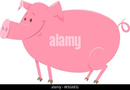 Cartoon Illustration von niedlichen glückliche Schweine oder Ferkel Farm Animal Charakter Stock Vektor