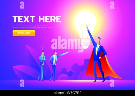 Office Held bewundert von Kollegen für Mut, ideale Manager in Superhelden Umhang mit. Vektor Flat Style Cartoon Illustration Stock Vektor