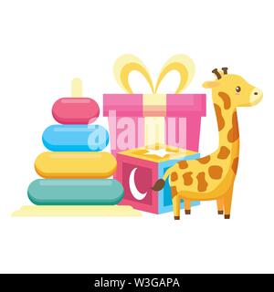 Baby Giraffe Geschenk cube Pyramide Spielzeug Stock Vektor