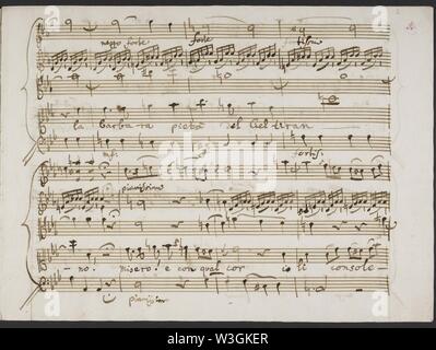 Christoph Willibald Gluck - Misero e che farò von alceste. (BL Zweig MS34w. 2 r). Stockfoto