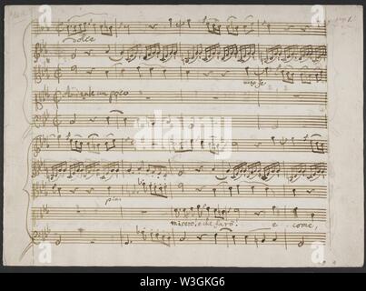 Christoph Willibald Gluck - Misero e che farò von alceste. (BL Zweig MS34w. 1 r). Stockfoto