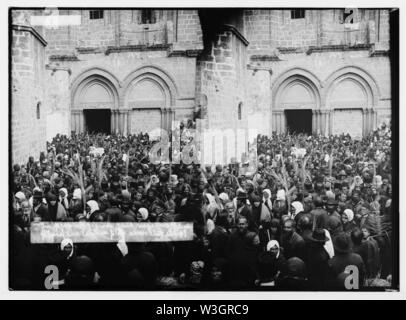 Kirche des Heiligen Grabes und Umgebung. Palmsonntag Prozession Stockfoto