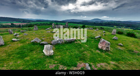 Tomnaverie Steinkreis, Hügel von Workship, Tarland, Aberdeenshire, Schottland, Großbritannien Stockfoto