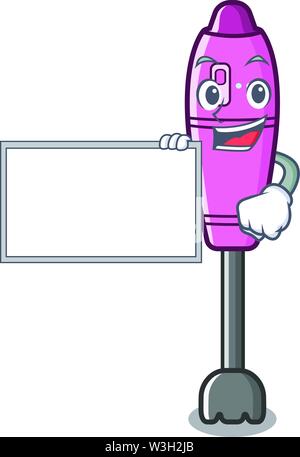 Mit board immersion Maskottchen blender am Küchentisch Stock Vektor