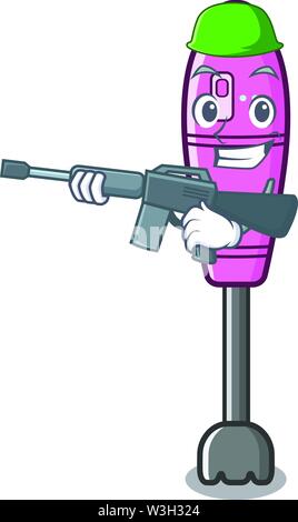 Armee immersion Maskottchen blender am Küchentisch Stock Vektor