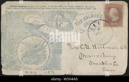 Bürgerkrieg Umschlag angezeigt Adler emblem Vor camp Szene und homecoming Szene mit Meldung "Der Soldat Traum' Stockfoto