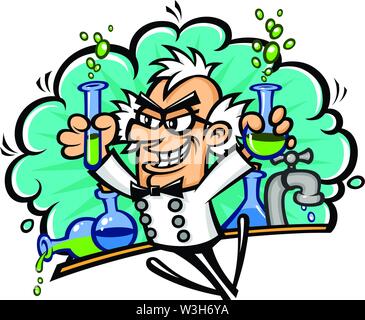 Wissenschaftler im Stil der Cartoon. Isoliertes Objekt auf weißem Hintergrund. Vector Illustration. Flache Vector Illustration. Zeichen Design. Stock Vektor