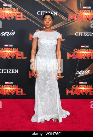 Hollywood, Kalifornien, USA, 4. März 2019 Schauspielerin Lashana Lynch besucht die Weltpremiere von "Marvel Studios" Captain Marvel' am 4. März 2019 im El Capitan Theatre in Hollywood, Kalifornien. Foto von Barry King/Alamy leben Nachrichten Stockfoto