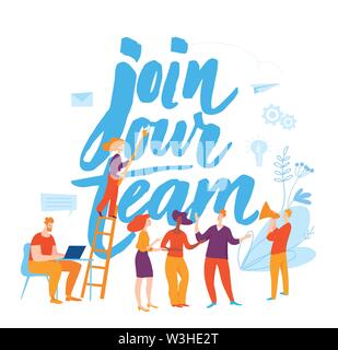 Vektor job cocept Abbildung mit Menschen. Unser Team Stock Vektor