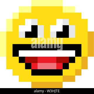 Emoticon Gesicht Pixel-art 8-Bit Video Game - Symbol Stock Vektor