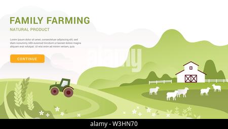 Vektor eine Vorlage für ein Banner oder ersten Bildschirm für eine Landing Page mit Platz für Text und Schaltfläche Stock Vektor