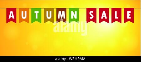 Herbst Sale Flaggen Banner auf gelben Hintergrund Vektor-illustration EPS 10. Stock Vektor
