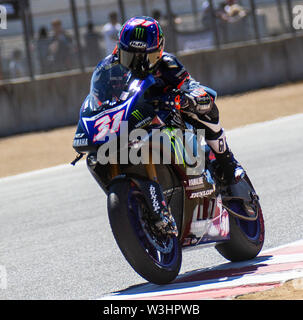 Apr 13, 2019 Monterey, CA, USA #31 Garrett Gerloff Aus schalten 3 während der MotoAmerica SuperBike Rennen 2 am Weathertech Raceway Laguna Seca in Monterey, CA Thurman James/CSM Stockfoto