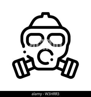 Sicheres Leben Gaz schmutzige Luft Maske Vector dünne Linie Symbol Stock Vektor