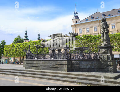 Klagenfurt Österreich dragon Monument, Wahrzeichen Stockfoto