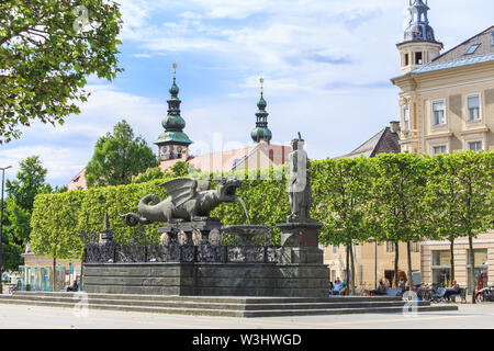 Klagenfurt Österreich dragon Monument, Wahrzeichen Stockfoto