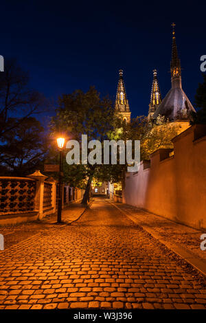 Kirche St. Peter und St. Paul in der Nacht, Vysehrad, Prag, Tschechische Republik Stockfoto