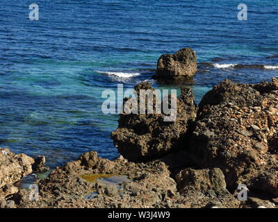 Szene in Les Rotes, Denia. Stockfoto