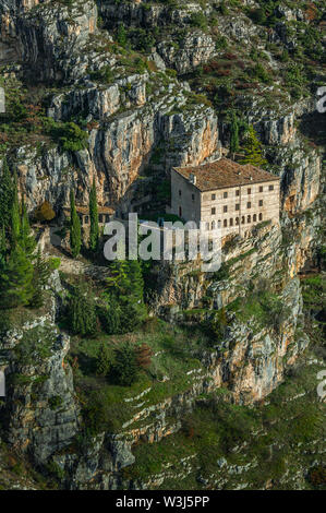 Luftaufnahme der Eremitage von Sant 'Onofrio in Morrone. Sulmona, Provinz L'Aquila, Abruzzen, Italien, europa Stockfoto