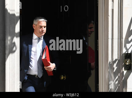 Brexit Staatssekretär Stephen Barclay verlässt nach einer Kabinettssitzung am 10 Downing Street, London. Stockfoto