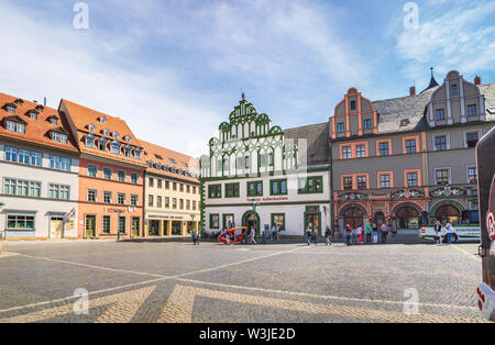 WEIMAR, Deutschland - ca. Juli, 2019: Der Marktplatz von Weimar in Thüringen, Deutschland Stockfoto