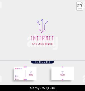 Internet Anschluss einfaches Logo Design vector Communication Symbols Zeichen isoliert Stock Vektor