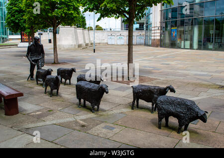 Schafe auf der Straße Statuen in Belfast, Nordirland Stockfoto