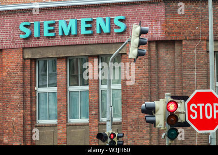 Siemens Logo auf eine Mauer, Görlitz Deutschland Stockfoto