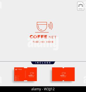 Kaffee wlan Logo Design vector Cafe internet Symbol Symbol isoliert Stock Vektor