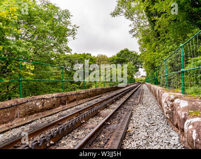 Mount Snowdon Railway, Llanberis, North Wales. Die Zahnstange und Ritzel die Bahn bis Mount Snowdon Stockfoto