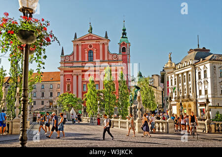 Das Stadtzentrum von Ljubljana, der Hauptstadt Sloweniens. Stockfoto