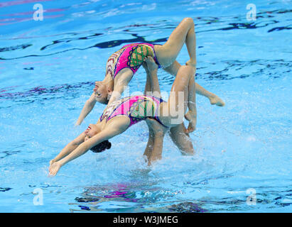 Gwangju. 16. Juli, 2019. Russische Athleten während Team technische abschließenden künstlerischer Schwimmen an der Gwangju 2019 FINA Weltmeisterschaft in Gwangju, Südkorea am 16 Juli, 2019 bei den Frauen. Credit: Li Gang/Xinhua/Alamy leben Nachrichten Stockfoto