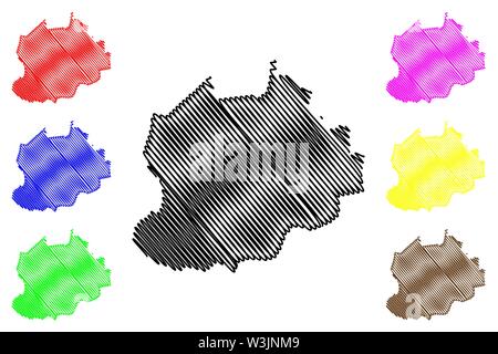 Region Nordwesten (Regionen von Kamerun, Republik Kamerun) Karte Vektor-illustration, kritzeln Skizze Nordwesten Karte Stock Vektor