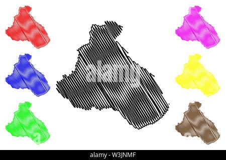 Region Nord (Regionen von Kamerun, Republik Kamerun) Karte Vektor-illustration, kritzeln Skizze Norden Karte Stock Vektor