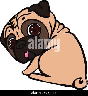 Pug bereit für Sleep-Symbol. Cartoon von pug bereit für Schlaf vektor Symbol für Web Design auf weißem Hintergrund Stock Vektor