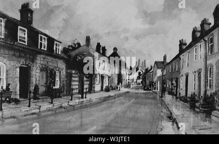 Einer der Eindrücke des Künstlers vom Prinzen von Wales das Herzogtum Cornwall zu Planern eingereicht bei West Dorset Rat für eine utopische Neustadt an Poundbury, in der Nähe von Dorchester, Dorset, das gebaut werden soll. Stockfoto