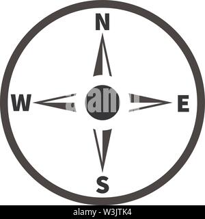 Einfache schwarze und weiße Kompass windrose Symbols Vector Illustration Stock Vektor