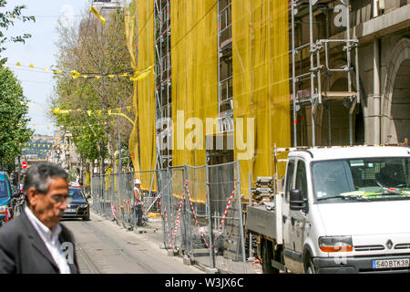 Laufende Arbeiten am Charles de Gaulle Straße, Saint-Etienne, Loire, Frankreich Stockfoto