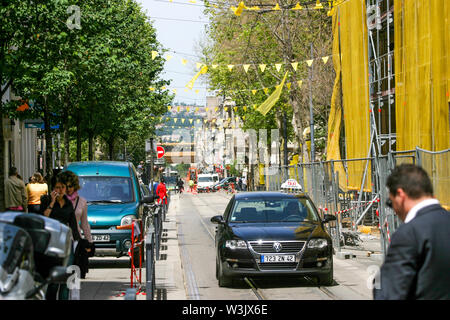 Laufende Arbeiten am Charles de Gaulle Straße, Saint-Etienne, Loire, Frankreich Stockfoto