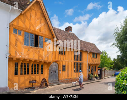 Kleine Halle, einen späten 14 thC Holz - berühmte Haus auf dem Markt, Lavenham, Suffolk, England, Großbritannien Stockfoto