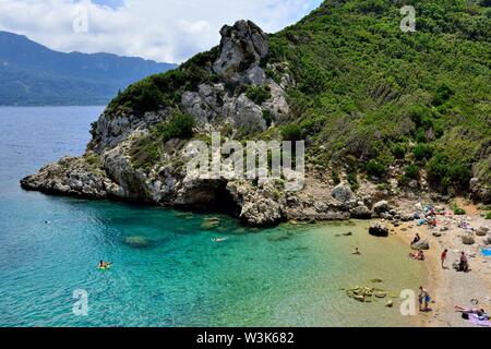 Porto timoni Strand, Kap Arillas, Porto Timoni, Afionas, Korfu, Griechenland, Ionische Inseln Stockfoto