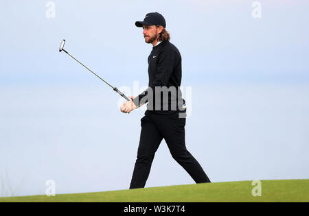 England's Tommy Fleetwood während der Vorschau Tag drei der Open Championship 2019 im Royal Portrush Golf Club. Stockfoto