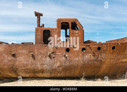 Moynak Schiff Friedhof, Moynaq, Usbekistan Stockfoto