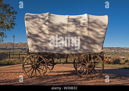 Pioneer Wagen am Escalante Heritage Centre Stockfoto