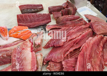 Der Fischmarkt in Olhão ist der größte Fischmarkt in der Algarve, Portugal Stockfoto