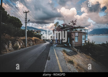 Abend Straßen von Alanya, Türkei, Antalya, Bezirk Stockfoto