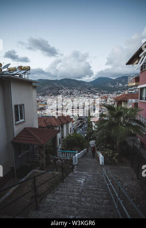 Abend Straßen von Alanya, Türkei, Antalya, Bezirk Stockfoto